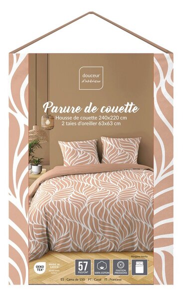 Set copripiumino e federa rosa polveroso in cotone per letto matrimoniale/per letto esteso 3 pezzi 240x220 cm Morgane – douceur d'intérieur