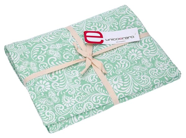 Tovaglia Rettangolare 140x240 cm in Cotone 180 GSM Flora Jaquard Verde Salvia