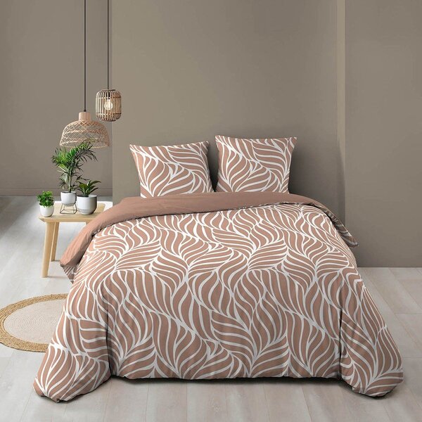 Set copripiumino e federa rosa polveroso in cotone per letto matrimoniale/per letto esteso 3 pezzi 240x220 cm Morgane – douceur d'intérieur