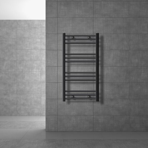 LuxeBath radiatore per bagno Sahara, 500x800 mm, antracite, diritto con attacco laterale, senza elemento riscaldante