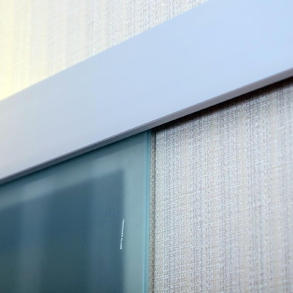 Brugel Porta Scorrevole In Vetro Temperato Smerigliato con Binario e Maniglia 90x205 cm - E7000D