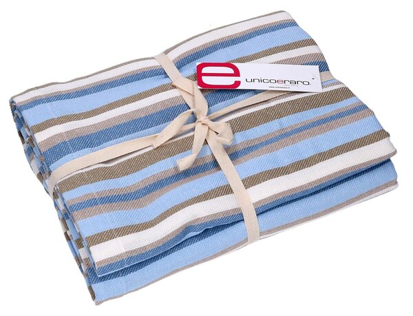 Tovaglia Rettangolare 140x180 cm in Cotone 180 GSM Stripe Avio