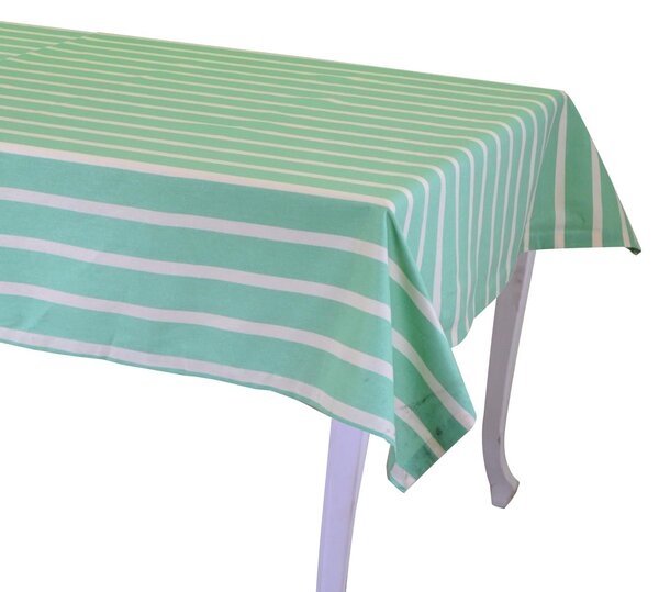 Tovaglia Rettangolare 140x240 cm in Cotone 180 GSM Pop Righe Verde Acqua