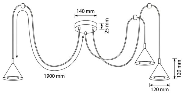Brilagi - Lampadario a sospensione con cavo CONE TRIPLE SPIDER 3xGX53/15W/230V beige