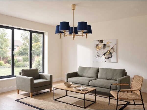 BRILAGI - Lampadario a stelo MONTE 5xE27/60W/230V blu/oro