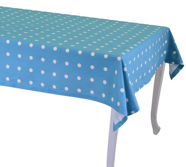 Tovaglia Rettangolare 140x240 cm in Cotone 180 GSM Pop Pois Blu Petrolio