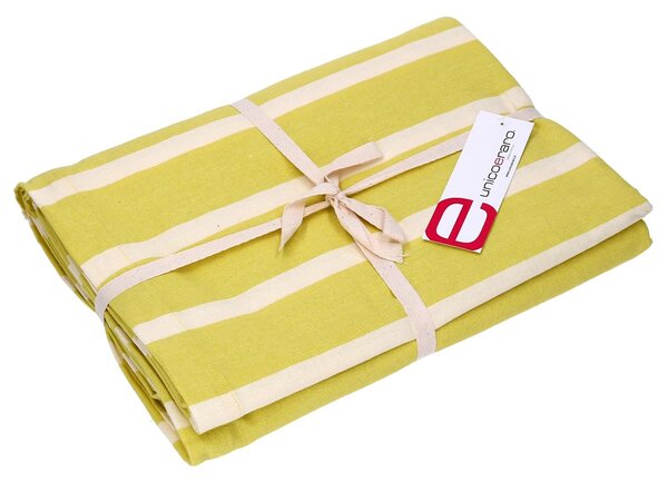 Tovaglia Rettangolare 140x240 cm in Cotone 180 GSM Pop Righe Lime