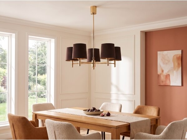 BRILAGI - Lampadario con asta MONTE 5xE27/60W/230V marrone/oro