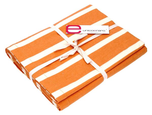 Tovaglia Rettangolare 140x240 cm in Cotone 180 GSM Pop Righe Arancione