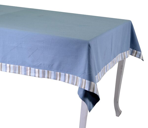 Tovaglia Rettangolare 140x180 cm in Cotone 180 GSM Stripe Avio