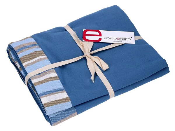 Tovaglia Rettangolare 140x180 cm in Cotone 180 GSM Stripe Avio