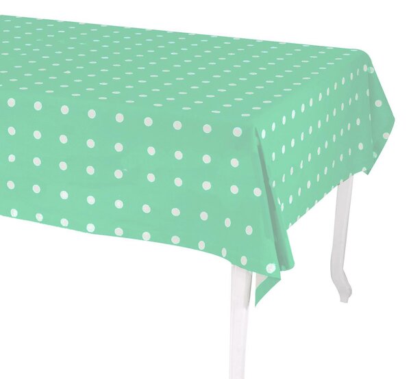 Tovaglia Rettangolare 140x240 cm in Cotone 180 GSM Pop Pois Verde Acqua