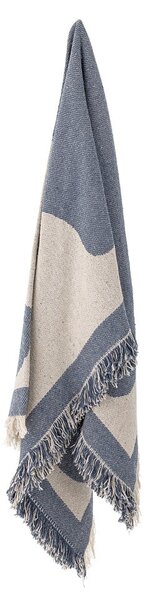 Coperta blu e beige in cotone riciclato 130x160 cm Ethan – Bloomingville