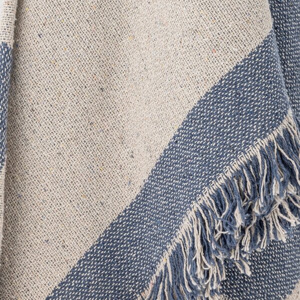 Coperta blu e beige in cotone riciclato 130x160 cm Ethan – Bloomingville