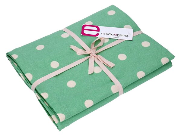 Tovaglia Rettangolare 140x240 cm in Cotone 180 GSM Pop Pois Verde Acqua
