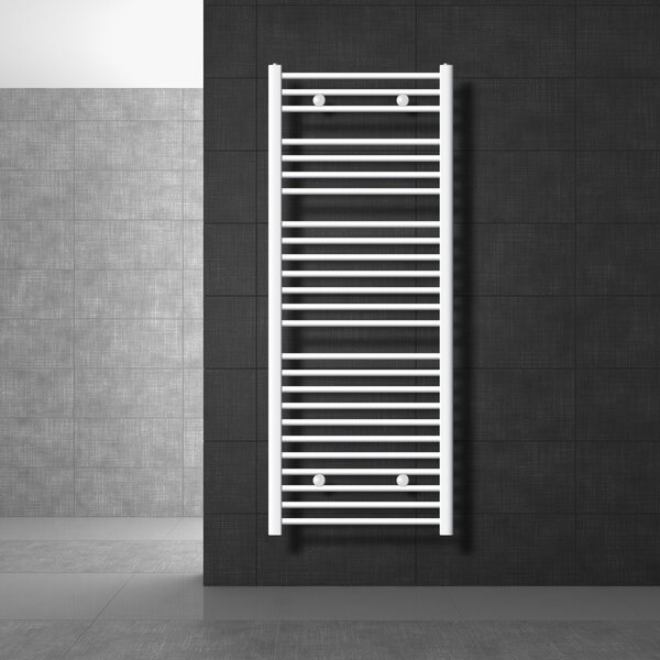 LuxeBath radiatore per bagno - 600 x 1500 mm - bianco - diritto con attacco laterale - Radiatore scaldasalviette asciugamani, senza elemento riscaldante