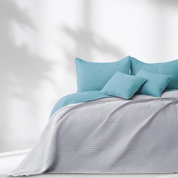 Copriletto blu/grigio chiaro in microfibra con rivestimento trapuntato 220x240 cm Softa – Restilo