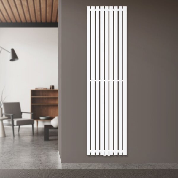 LuxeBath Radiatore a pannello verticale 480 x 1800 mm Bianco con attacco laterale, radiatore piatto di design Radiatore da bagno monostrato, senza elemento riscaldante
