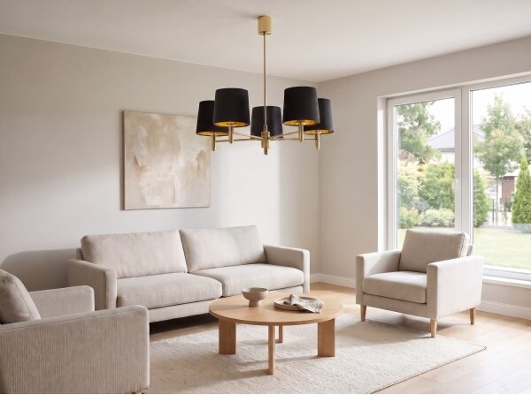 BRILAGI - Lampadario a stelo MONTE 5xE27/60W/230V nero/oro