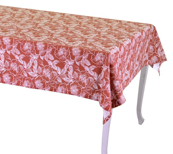 Tovaglia Rettangolare 140x240 cm in Cotone 180 GSM Tessuto Wild Rose Rosso Mattone