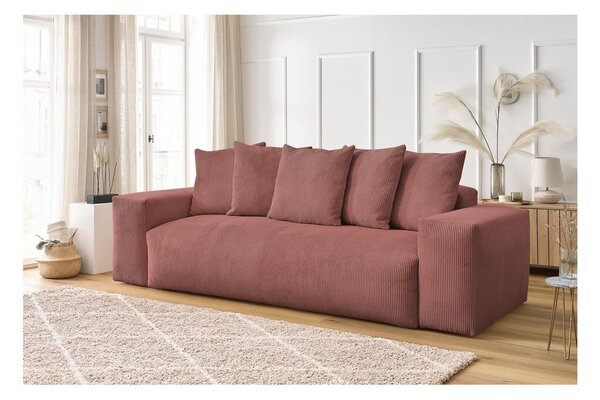 Divano in rosa chiaro con rivestimento in velluto a coste 280 cm Voltaire – Bobochic Paris