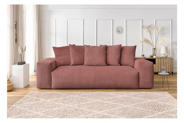 Divano in rosa chiaro con rivestimento in velluto a coste 280 cm Voltaire – Bobochic Paris