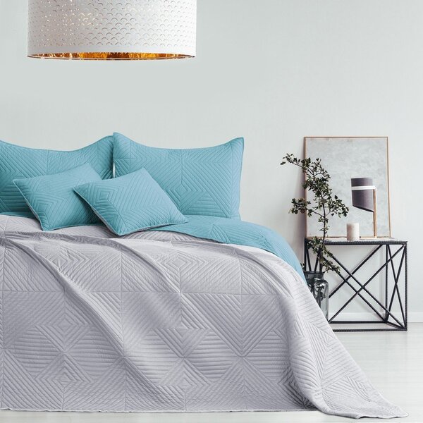 Copriletto blu/grigio chiaro in microfibra con rivestimento trapuntato 220x240 cm Softa – Restilo