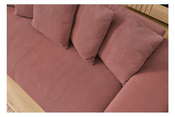 Divano in rosa chiaro con rivestimento in velluto a coste 280 cm Voltaire – Bobochic Paris