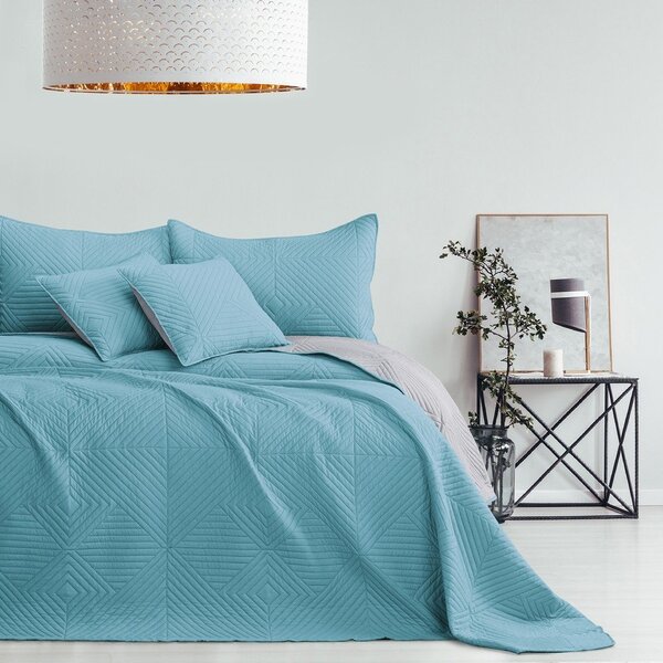 Copriletto blu/grigio chiaro in microfibra con rivestimento trapuntato 220x240 cm Softa – Restilo
