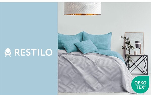 Copriletto blu/grigio chiaro in microfibra con rivestimento trapuntato 220x240 cm Softa – Restilo