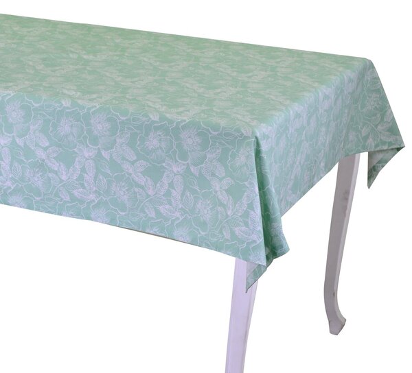 Tovaglia Rettangolare 140x180 cm in Cotone 180 GSM Tessuto Wild Rose Verde Acqua