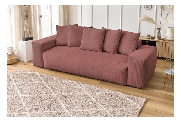 Divano in rosa chiaro con rivestimento in velluto a coste 280 cm Voltaire – Bobochic Paris