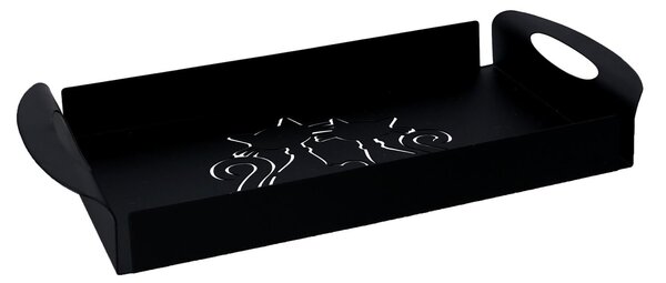 Vassoio Rettangolare 41x20xh5 cm in Metallo Design Gatti Nero