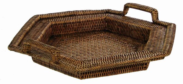 Vassoio Rettangolare 44x50xh7/10 cm con 2 Manici in Rattan Birman