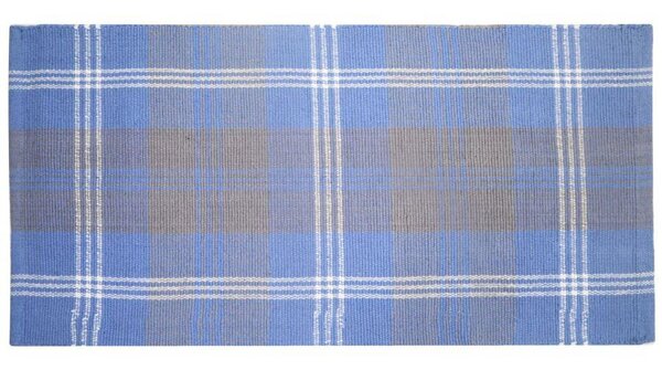 Tappeto Bagno Design Scozzese 50x90 cm in Cotone Azzurro
