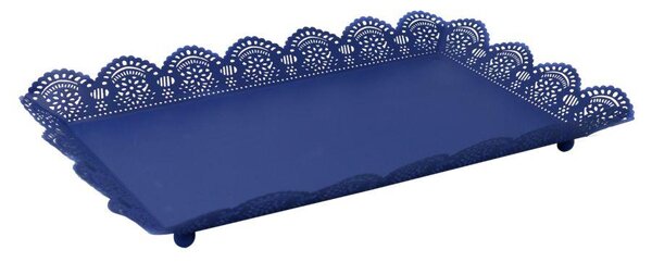 Vassoio Rettangolare 39x22xh3,5 cm in Metallo Blu