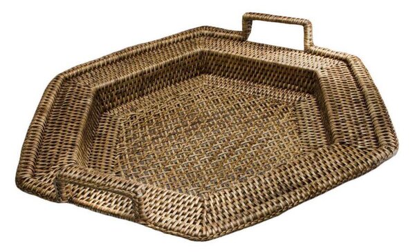 Vassoio Rettangolare 44x50xh7/10 cm con 2 Manici in Rattan Birman