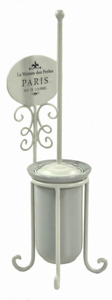 Porta Scopino da Appoggio 14x15xh51 cm in Metallo Paris Bianco