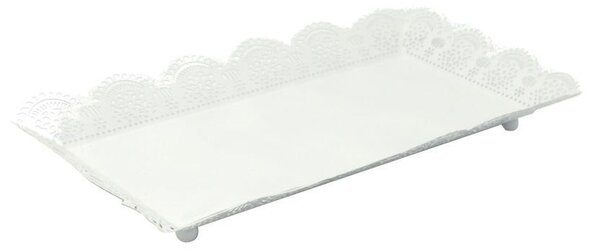 Vassoio Rettangolare 43x28xh5 cm in Metallo Bianco