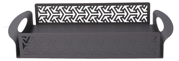 Vassoio Rettangolare 41x20xh6,5 cm in Metallo Design Frecce Grigio