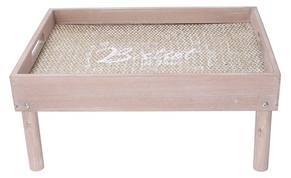 Vassoio Tavolino Rettangolare 40x30xh6/18 cm in Legno Naturale