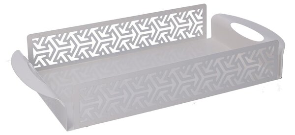 Vassoio Rettangolare 41x20xh6,5 cm in Metallo Design Frecce Bianco