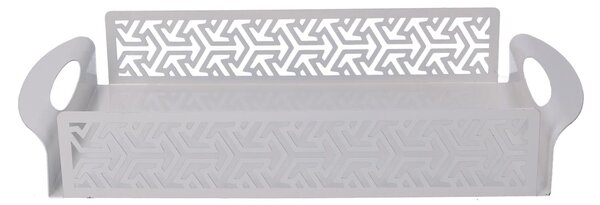 Vassoio Rettangolare 41x20xh6,5 cm in Metallo Design Frecce Bianco