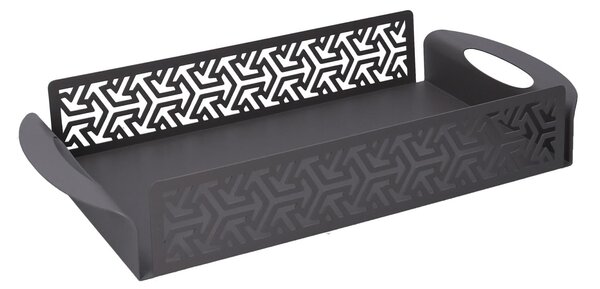 Vassoio Rettangolare 41x20xh6,5 cm in Metallo Design Frecce Grigio