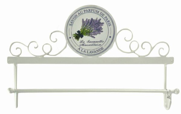 Portasciugamani da Parete 48x8xh24,50 cm in Metallo Lavanda Bianco