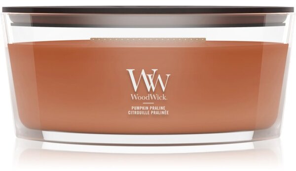 Woodwick Pumpkin Praline candela profumata con stoppino in legno 453.6 g