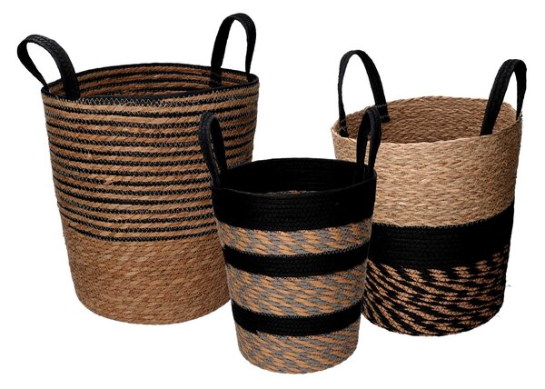 Set 3 Ceste Rotonde in Fibra Naturale