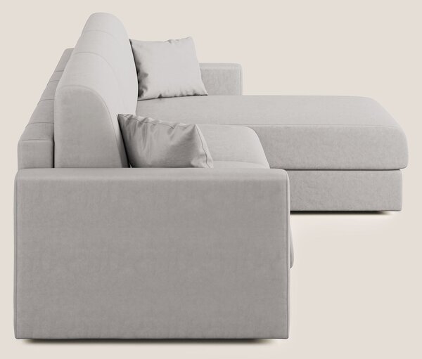 Chris Divano letto angolare con penisola in microfibra smacchiabile T1