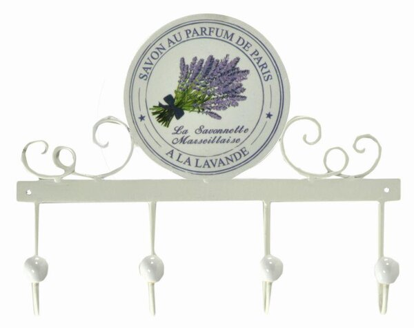 Appendiabiti a Muro 4 Ganci 34x23,5x7 cm in Metallo Bianco