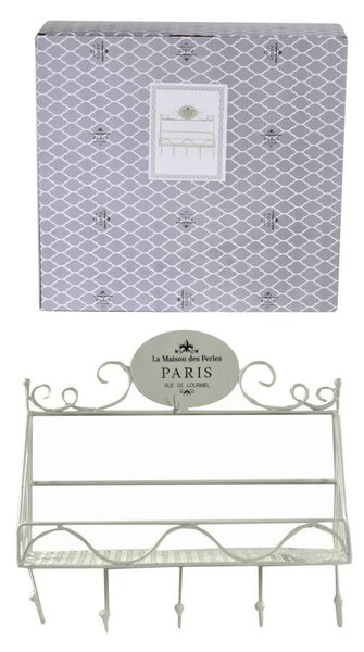 Appendiabiti a Muro 5 Ganci con Mensola 38,5x13xh37 cm in Metallo Paris Bianco